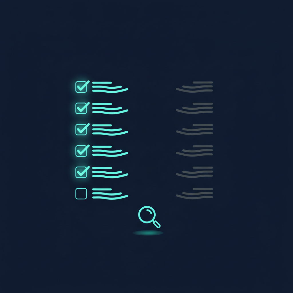 Illustration comparing two columns of listing features, one highlighted in teal